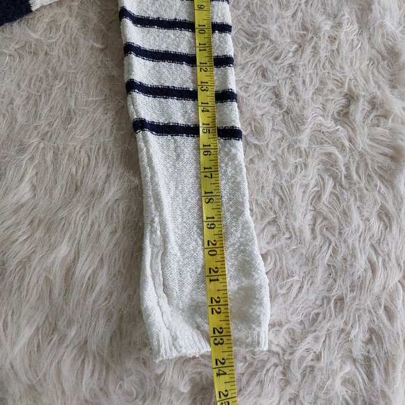 Ann Taylor Loft Women's 100% Cotton Navy Stripped Roll Up Sleeve Sweatshirt S - Picture 9 of 9